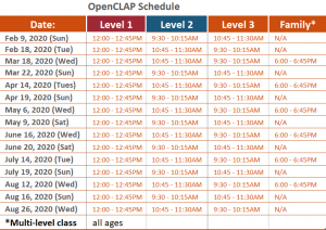 OpenCLAP schedule